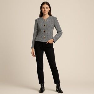 St. John by Marie Gray Herringbone Cashmere Blend Jacket  🇺🇸 US made